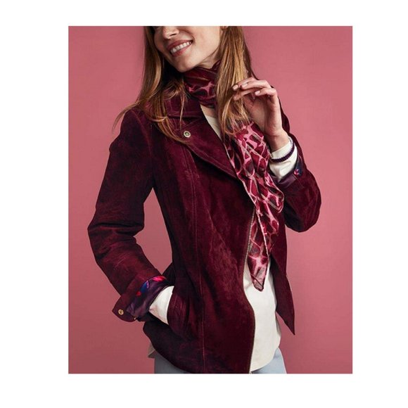 Isaac Mizrahi Burgundy Leather Jacket - Picture 3 of 16